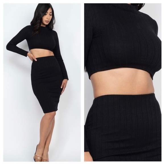 🆕↙️ Cropped top and midi skirt set - Picture 3 of 4